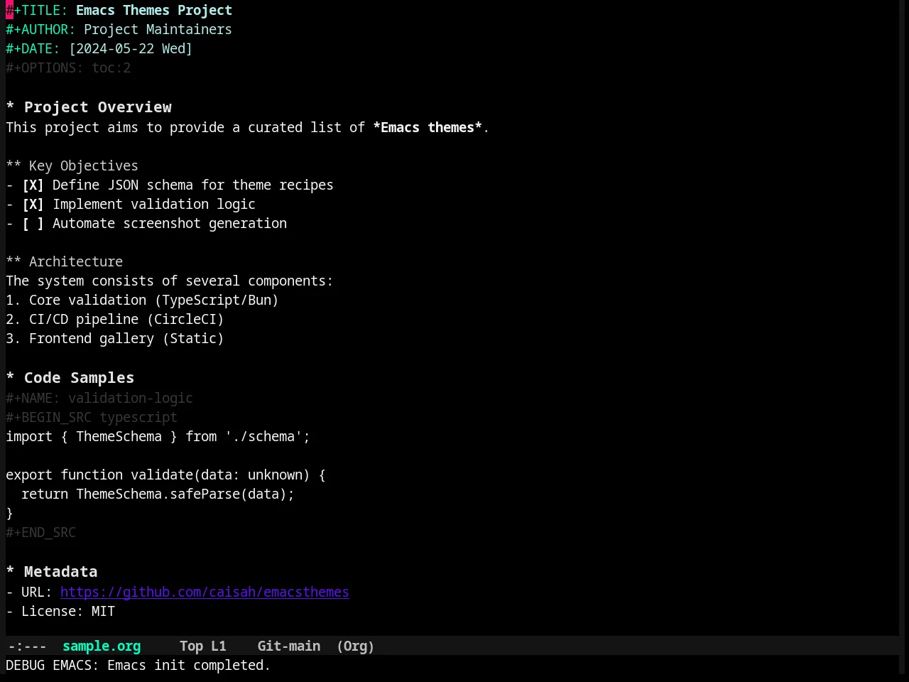 Nyx Theme in org-mode