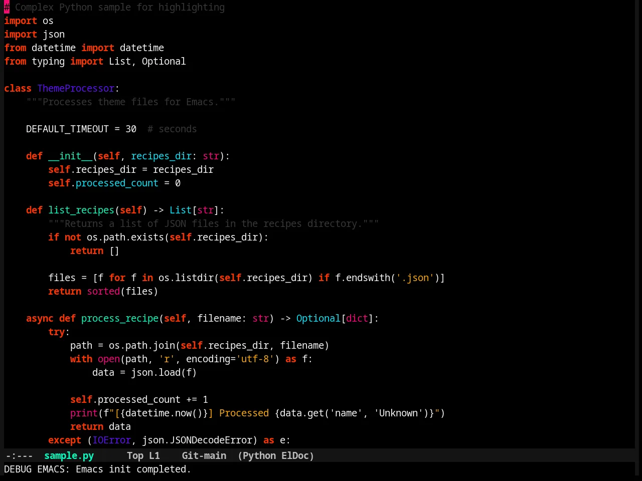 Nyx Theme in python-mode