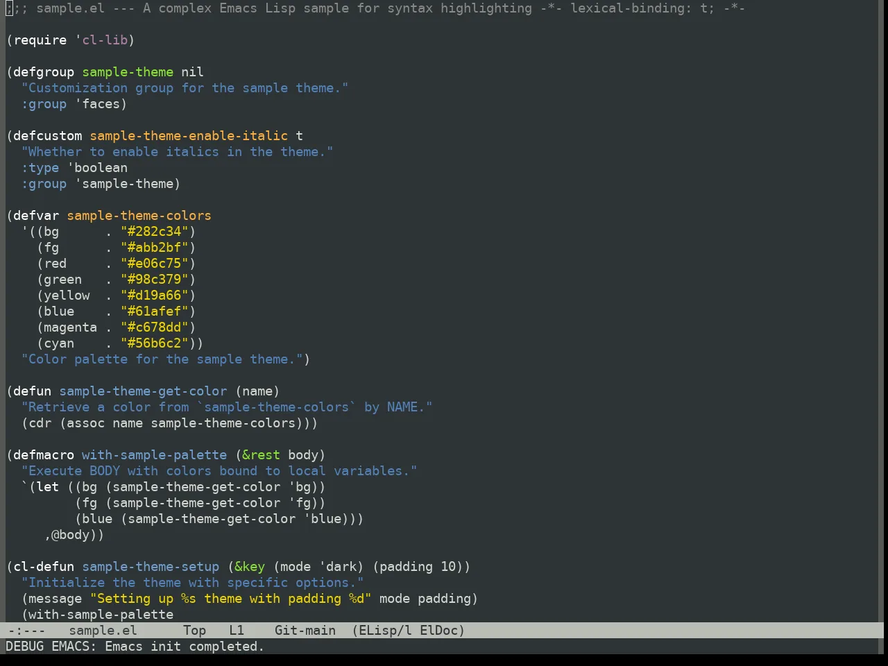 Oblivion Theme in emacs-lisp-mode