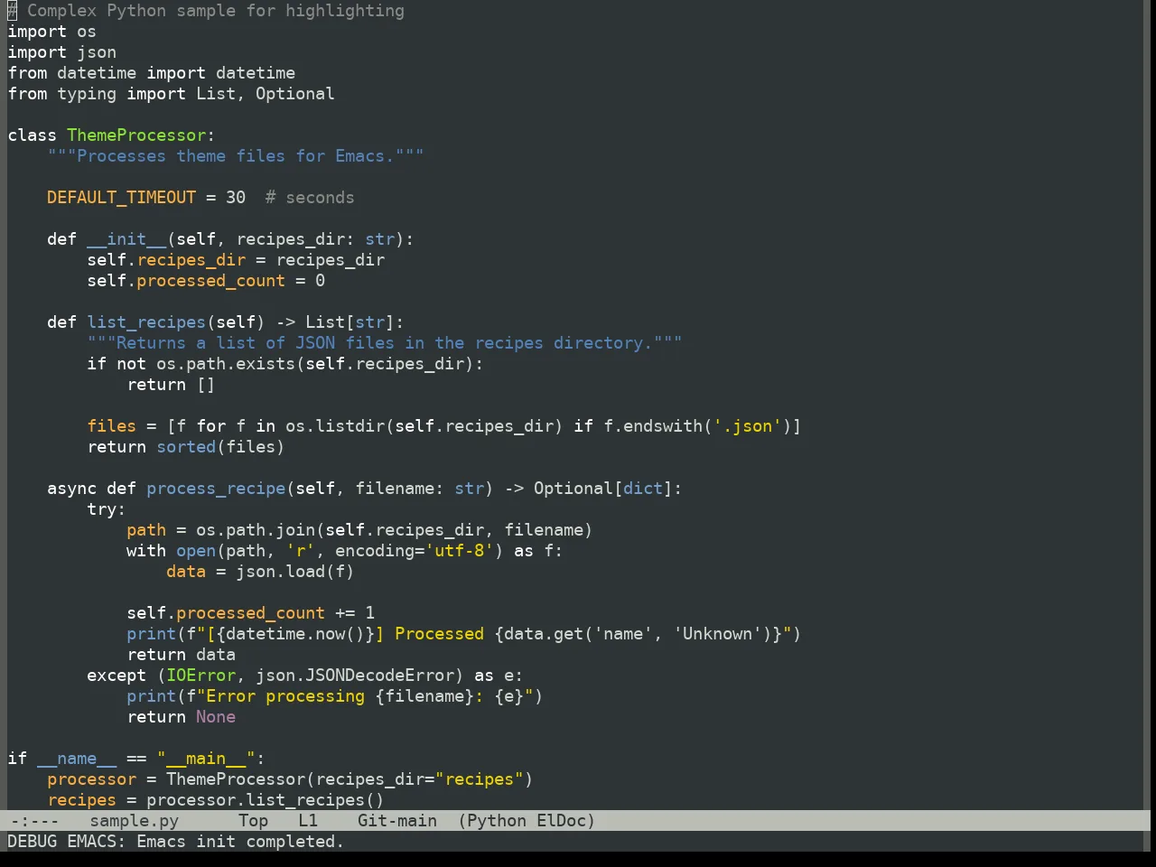 Oblivion Theme in python-mode