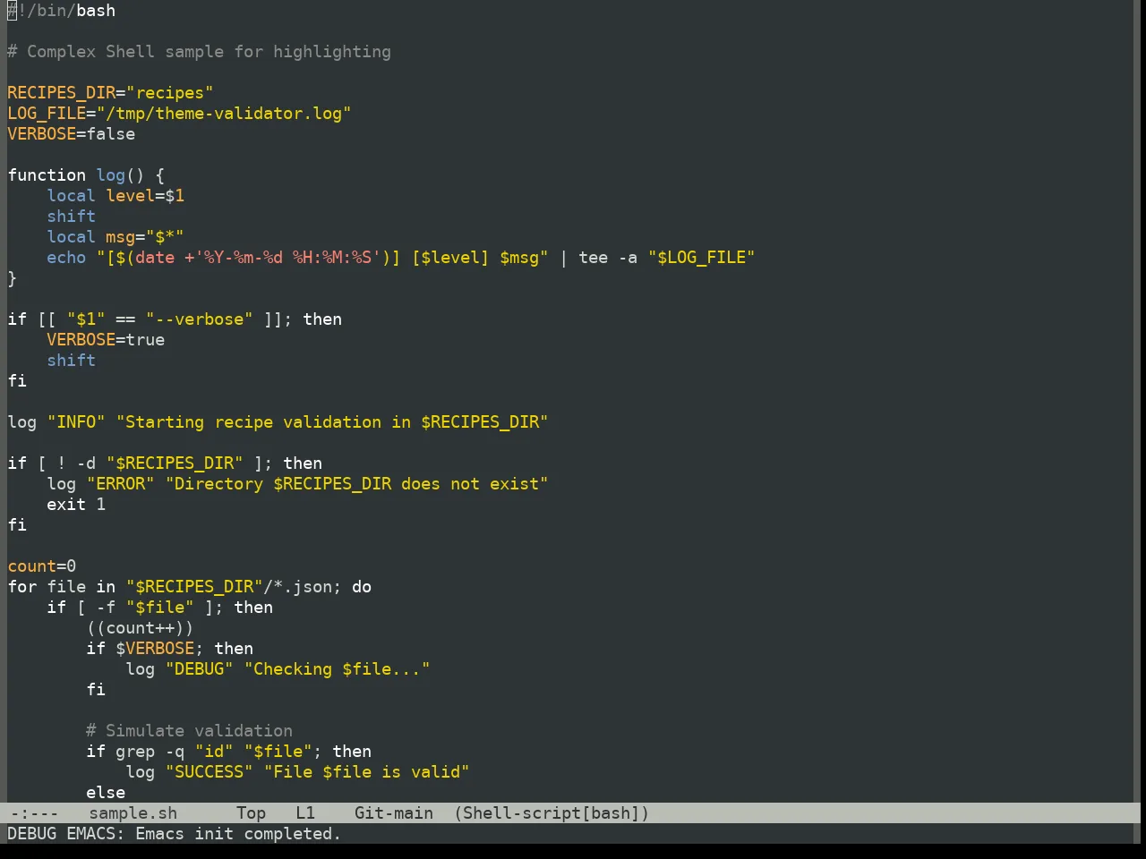 Oblivion Theme in sh-mode