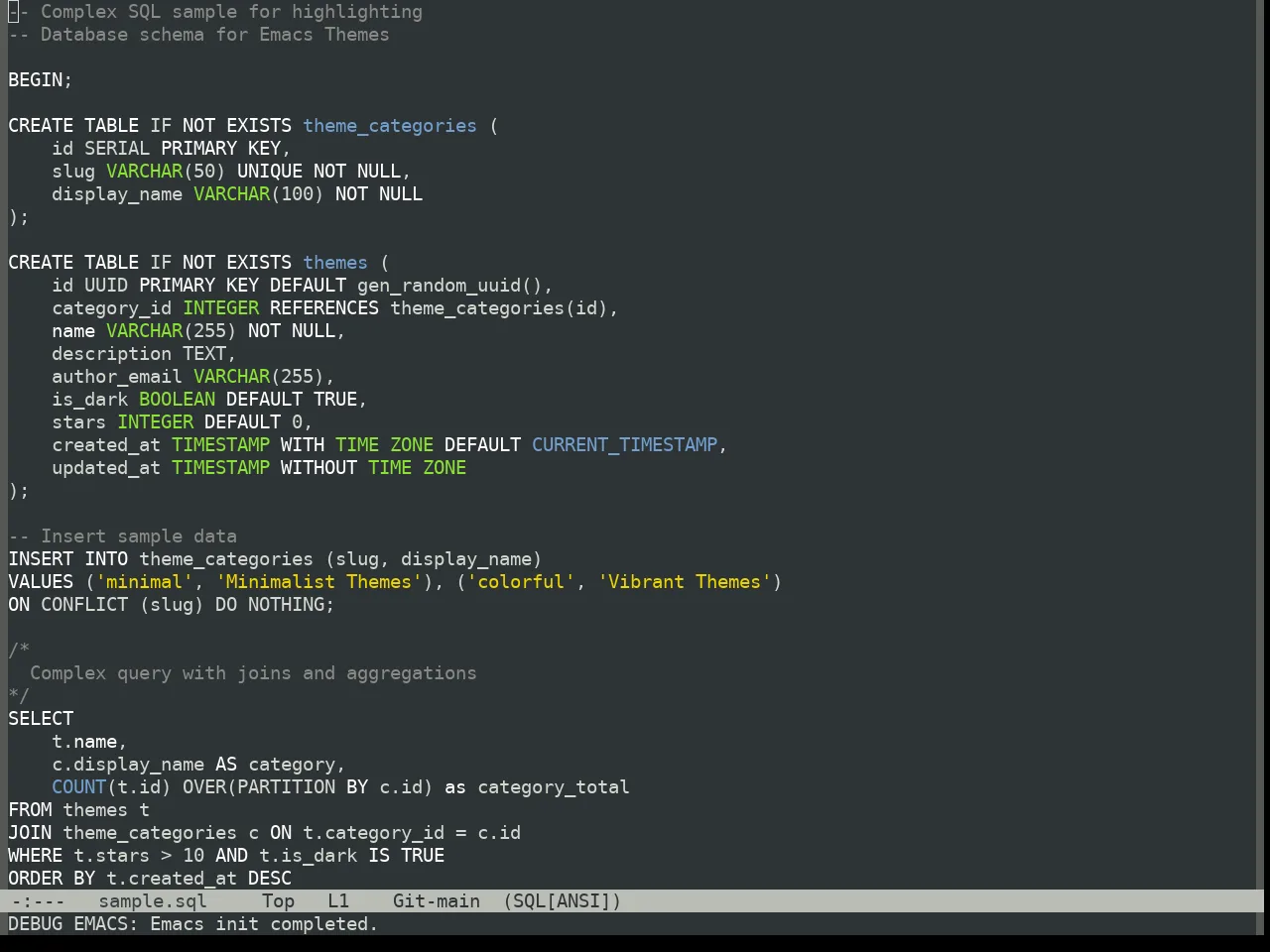 Oblivion Theme in sql-mode