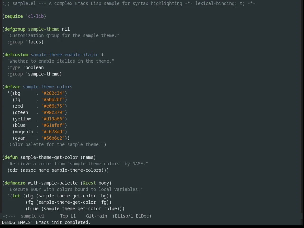 Obsidian Theme in emacs-lisp-mode