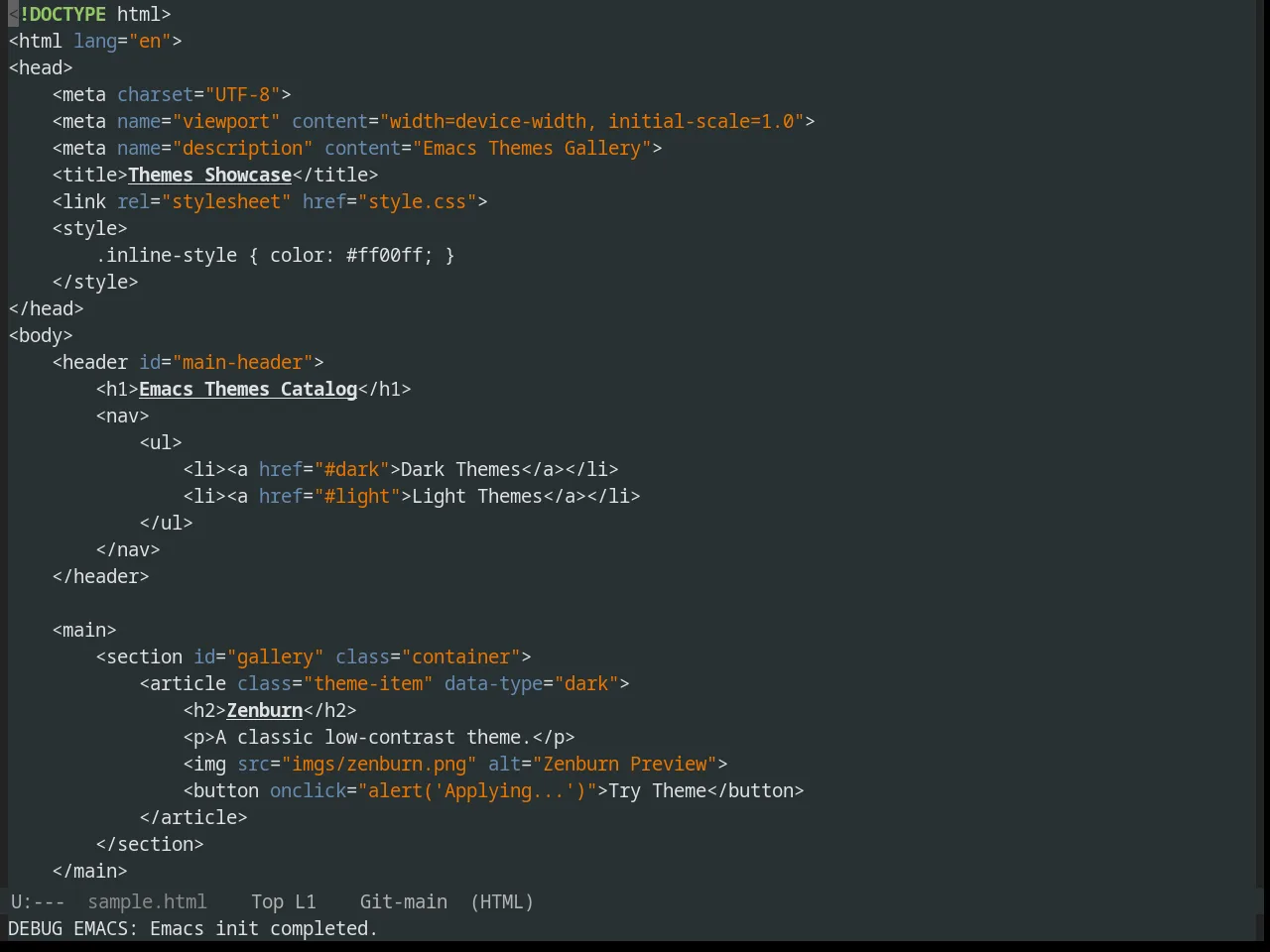 Obsidian Theme in html-mode
