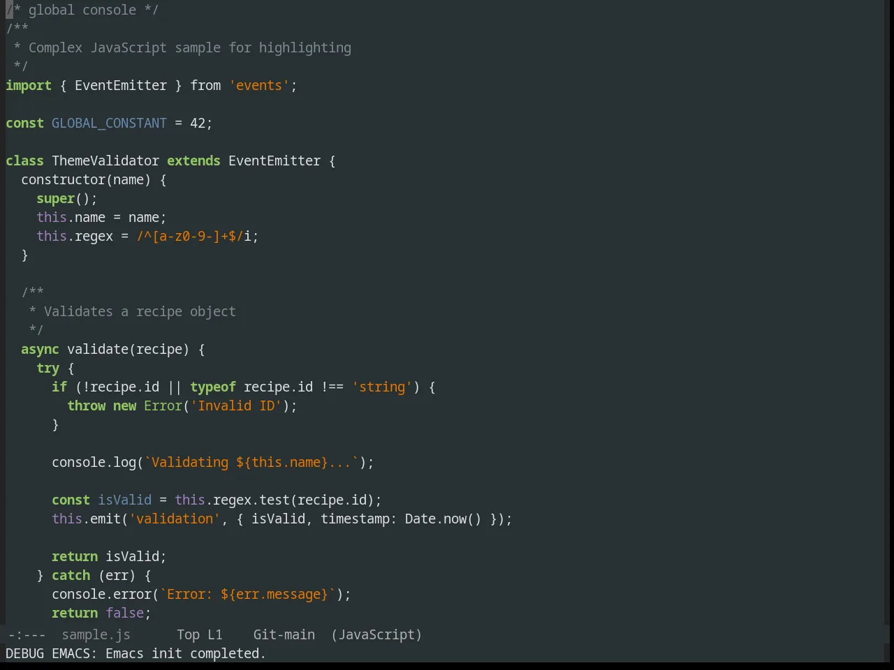 Obsidian Theme in javascript-mode