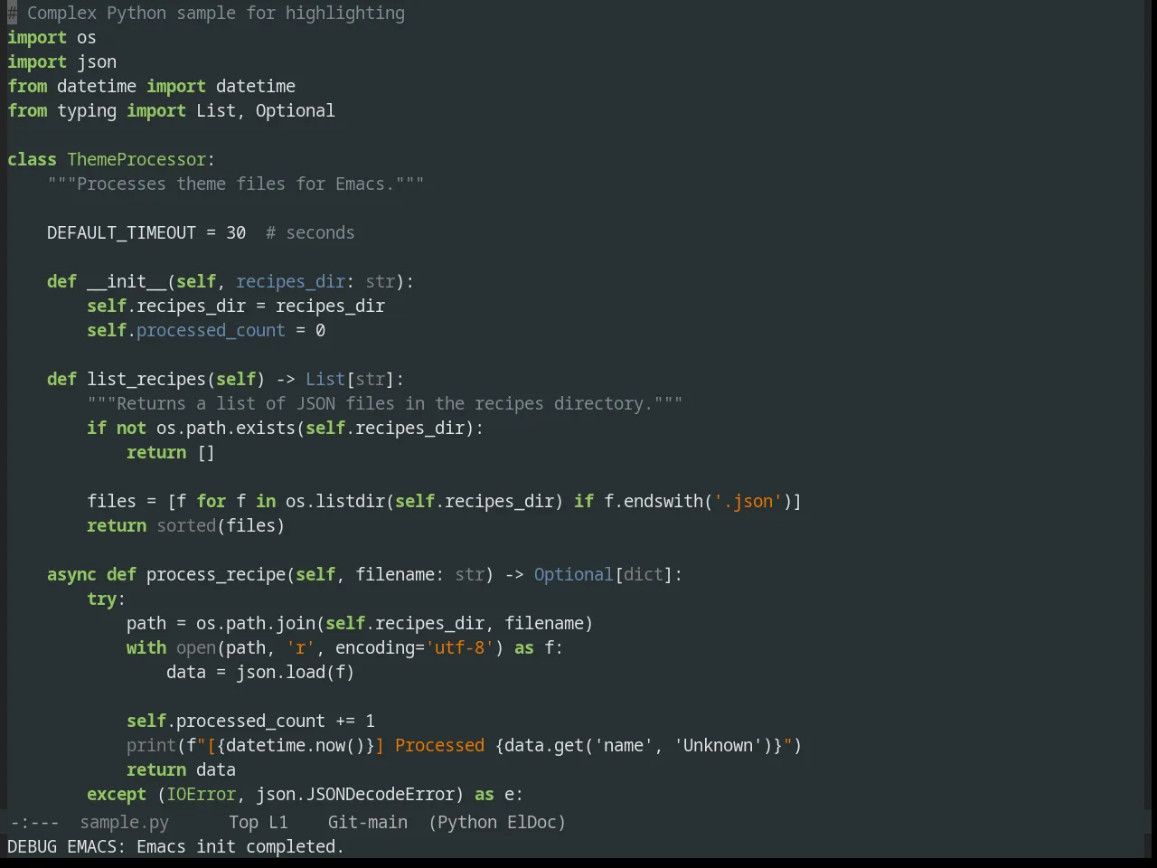 Obsidian Theme in python-mode