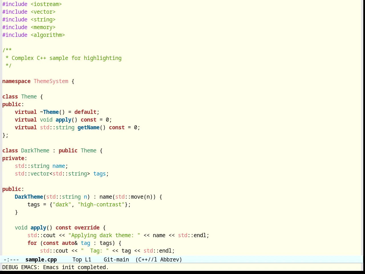 Occidental Theme in c++-mode