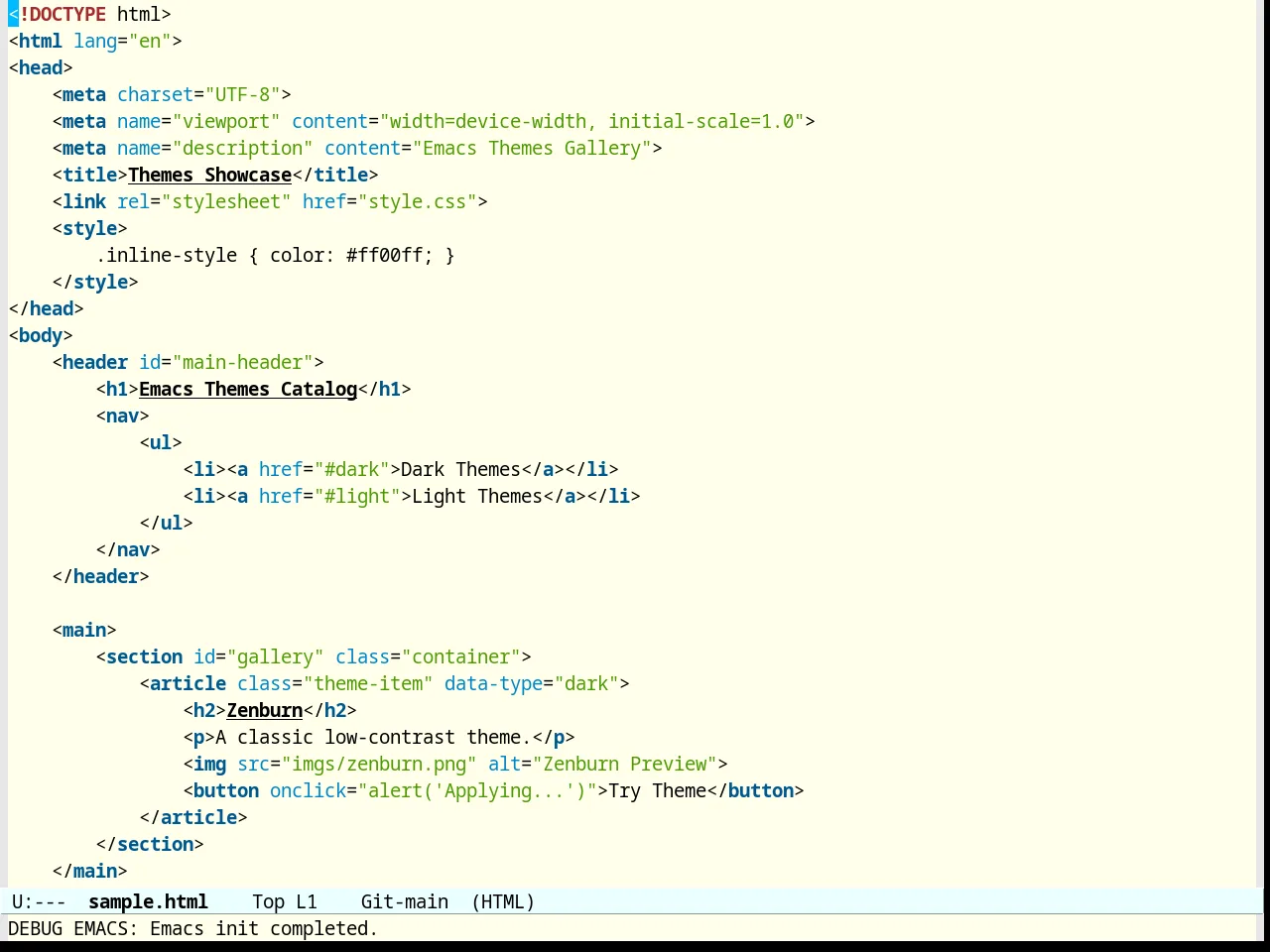 Occidental Theme in html-mode