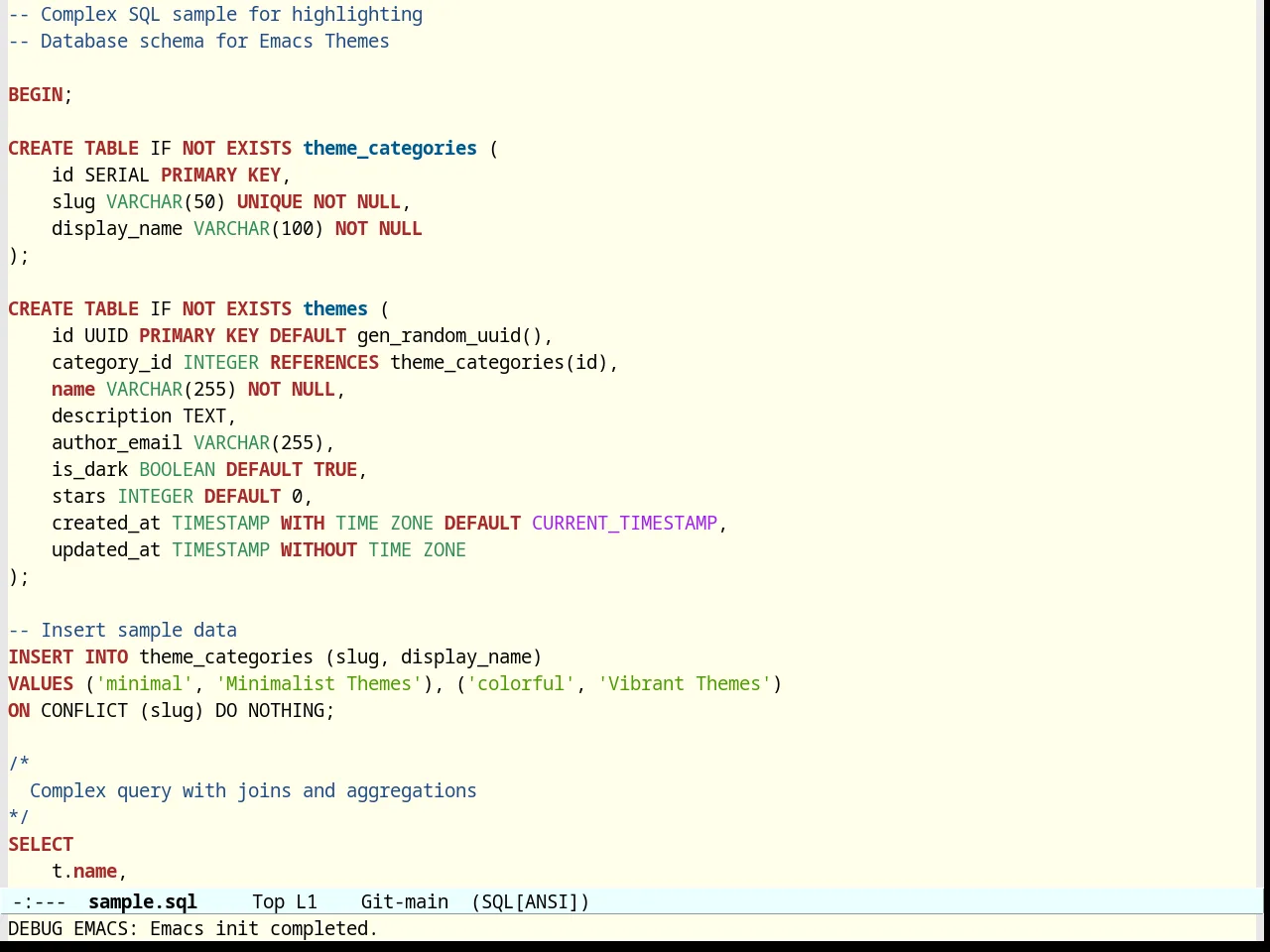 Occidental Theme in sql-mode