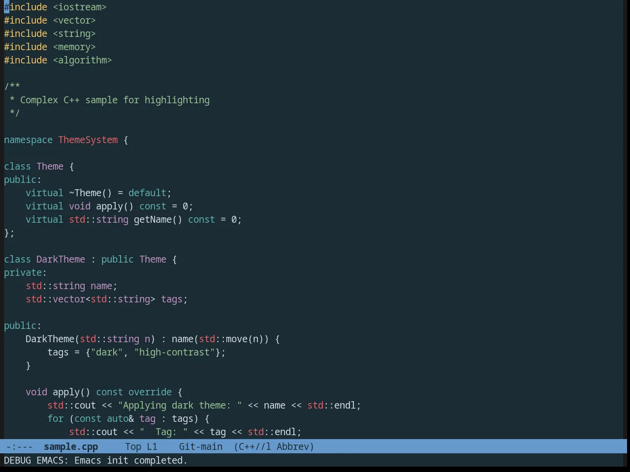 Oceanic Theme in c++-mode