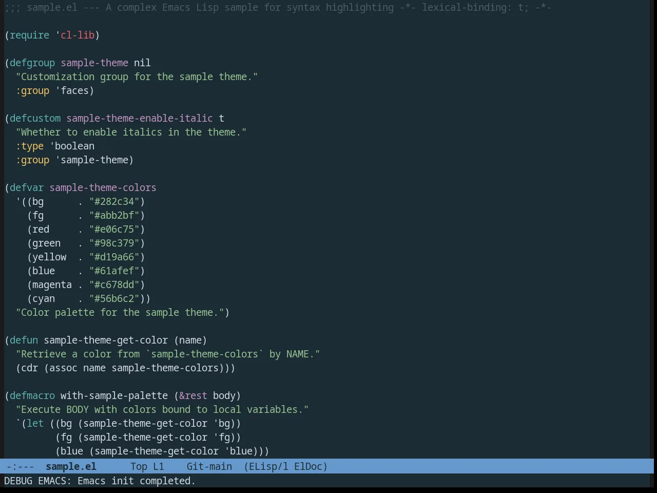 Oceanic Theme in emacs-lisp-mode