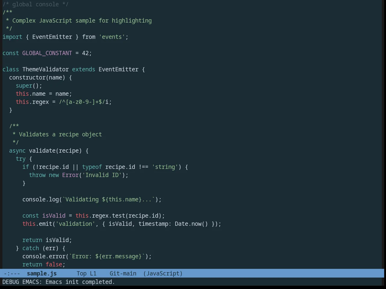 Oceanic Theme in javascript-mode