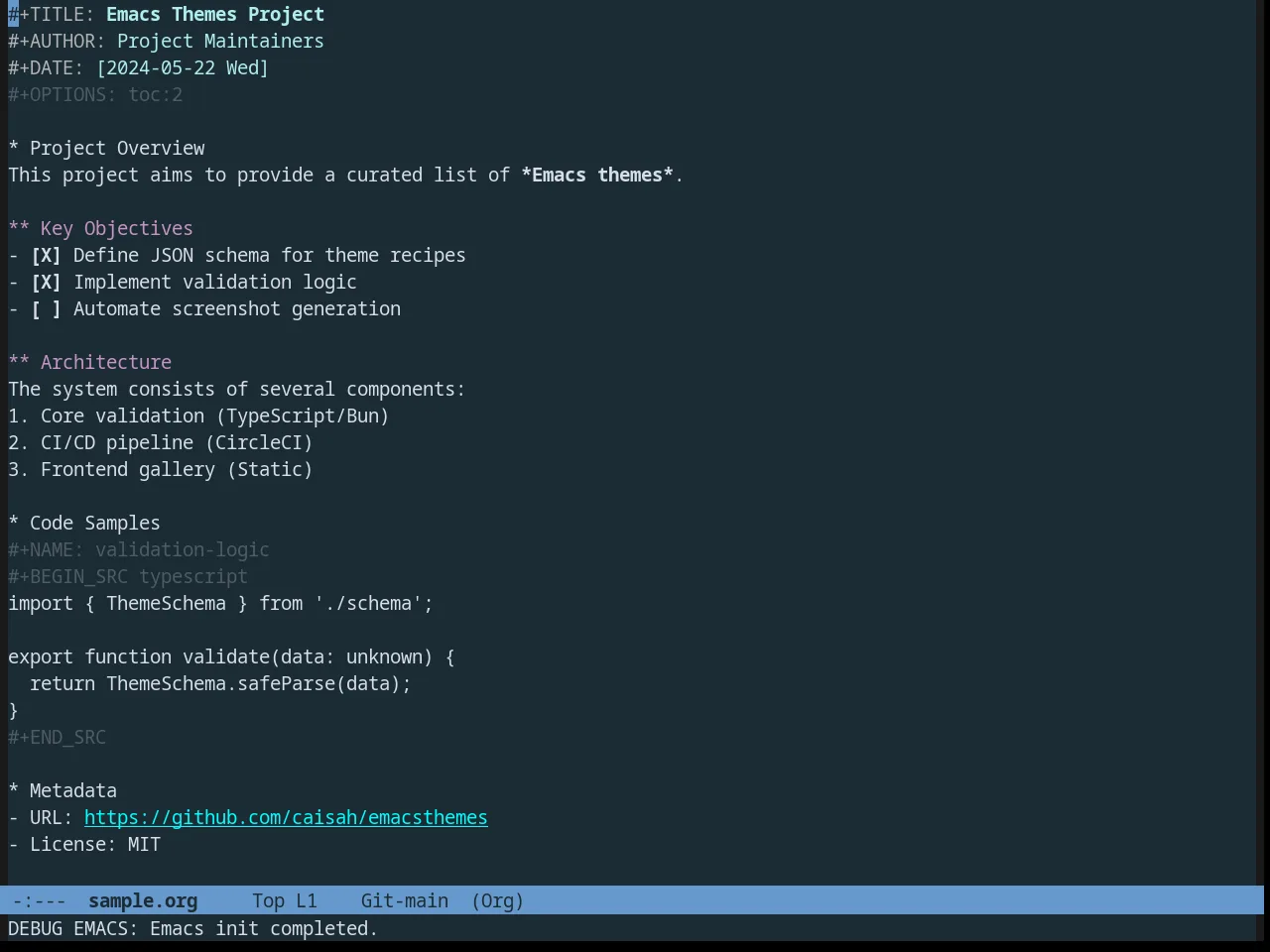 Oceanic Theme in org-mode