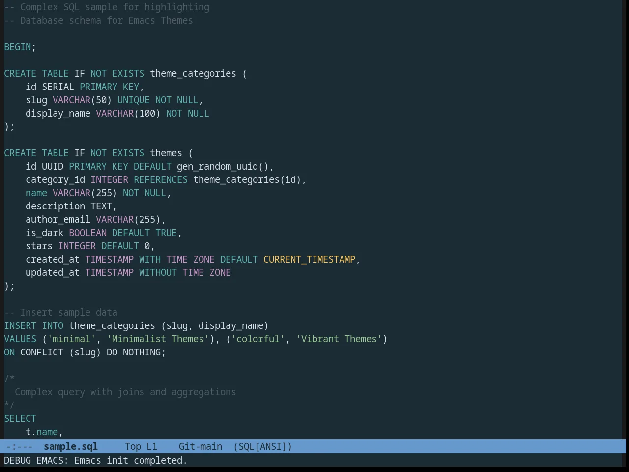 Oceanic Theme in sql-mode
