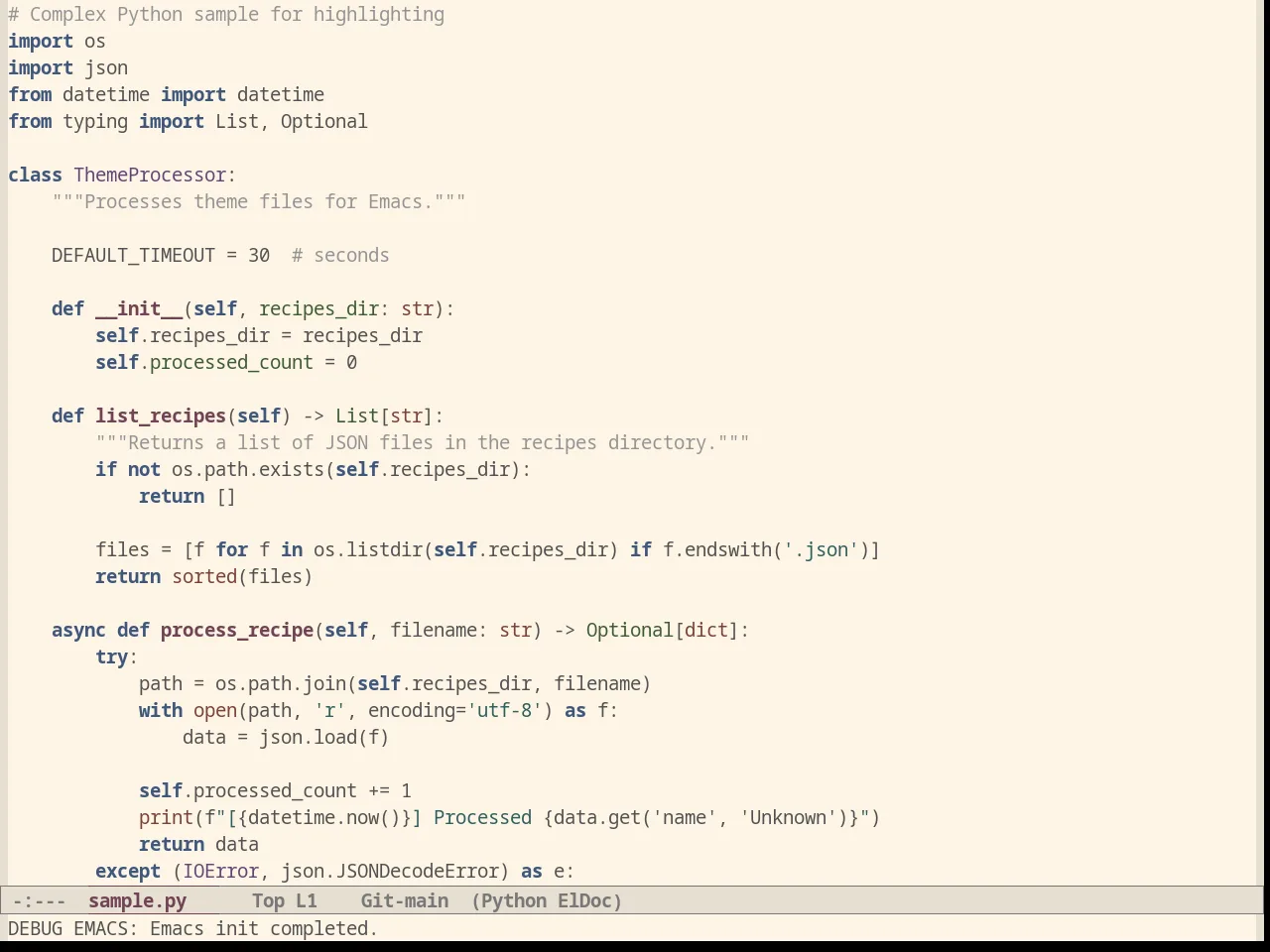 Oldlace Theme in python-mode