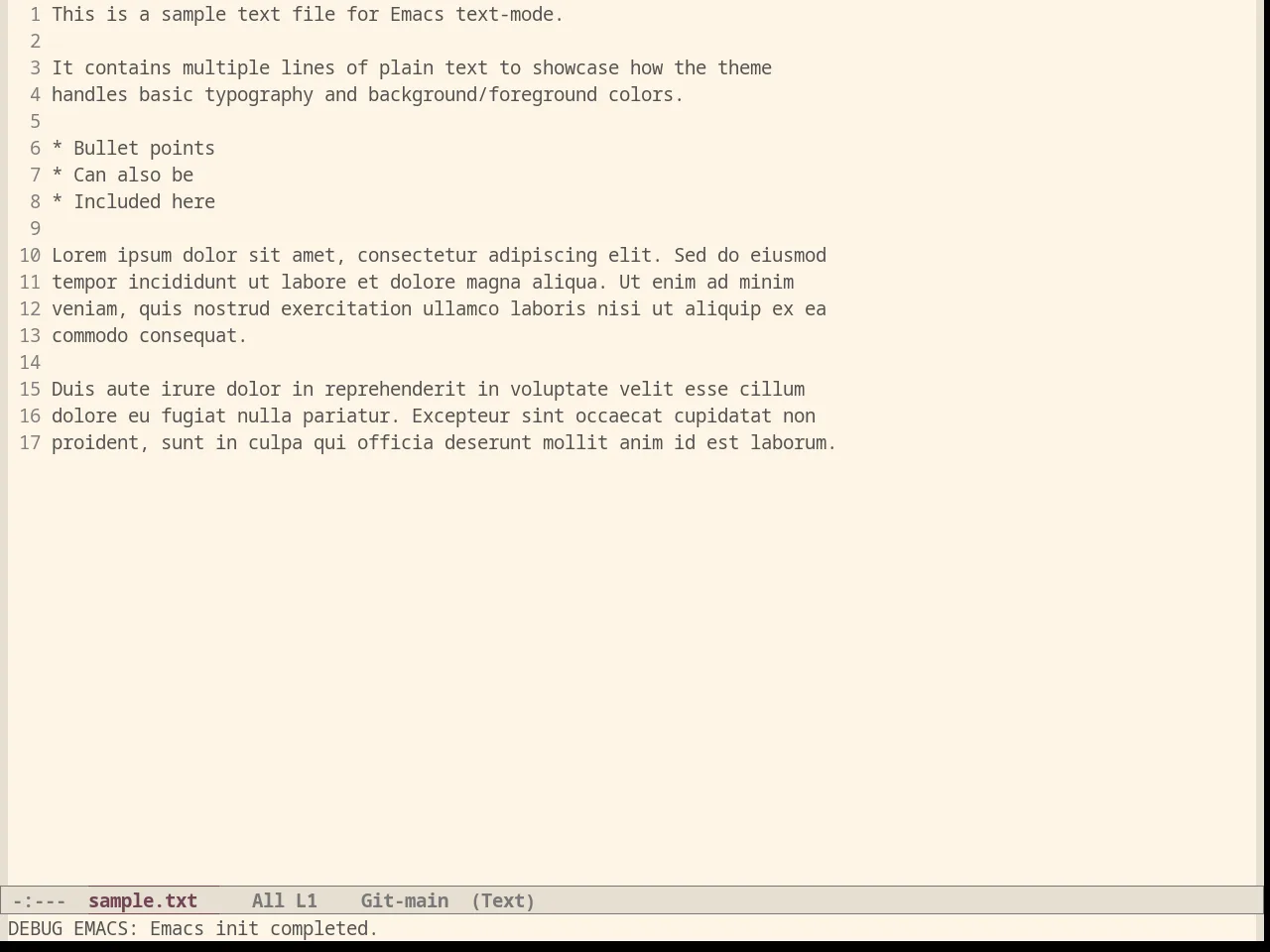 Oldlace Theme in text-mode