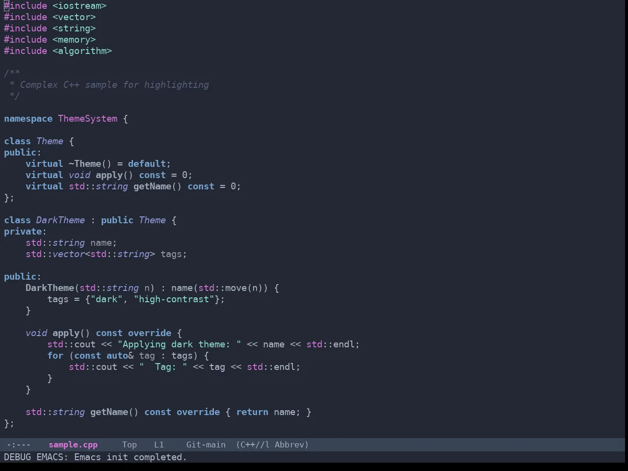 Omtose Darker Theme in c++-mode