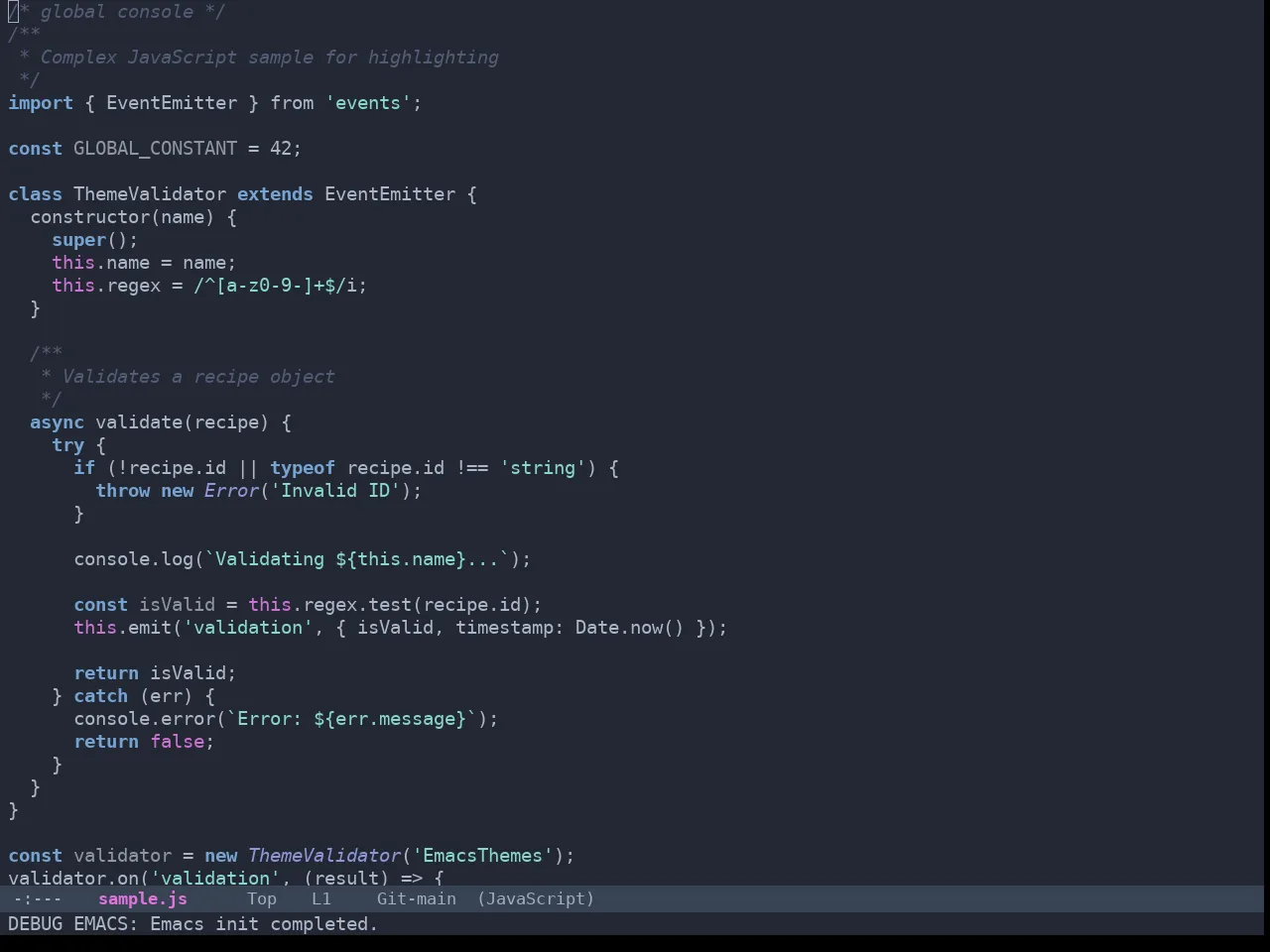 Omtose Darker Theme in javascript-mode