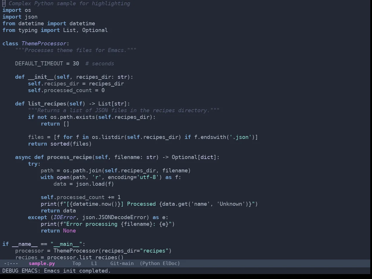 Omtose Darker Theme in python-mode