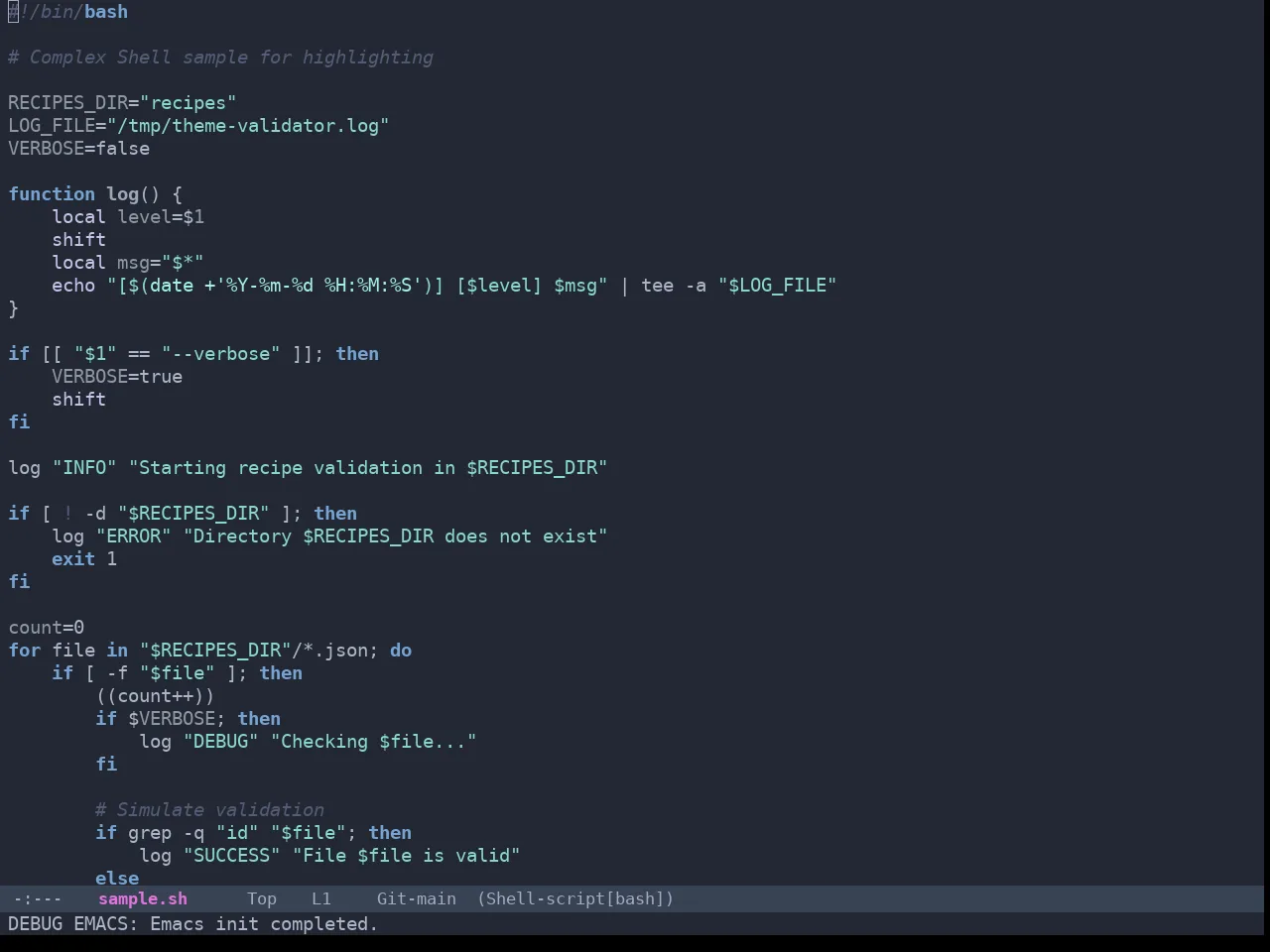 Omtose Darker Theme in sh-mode
