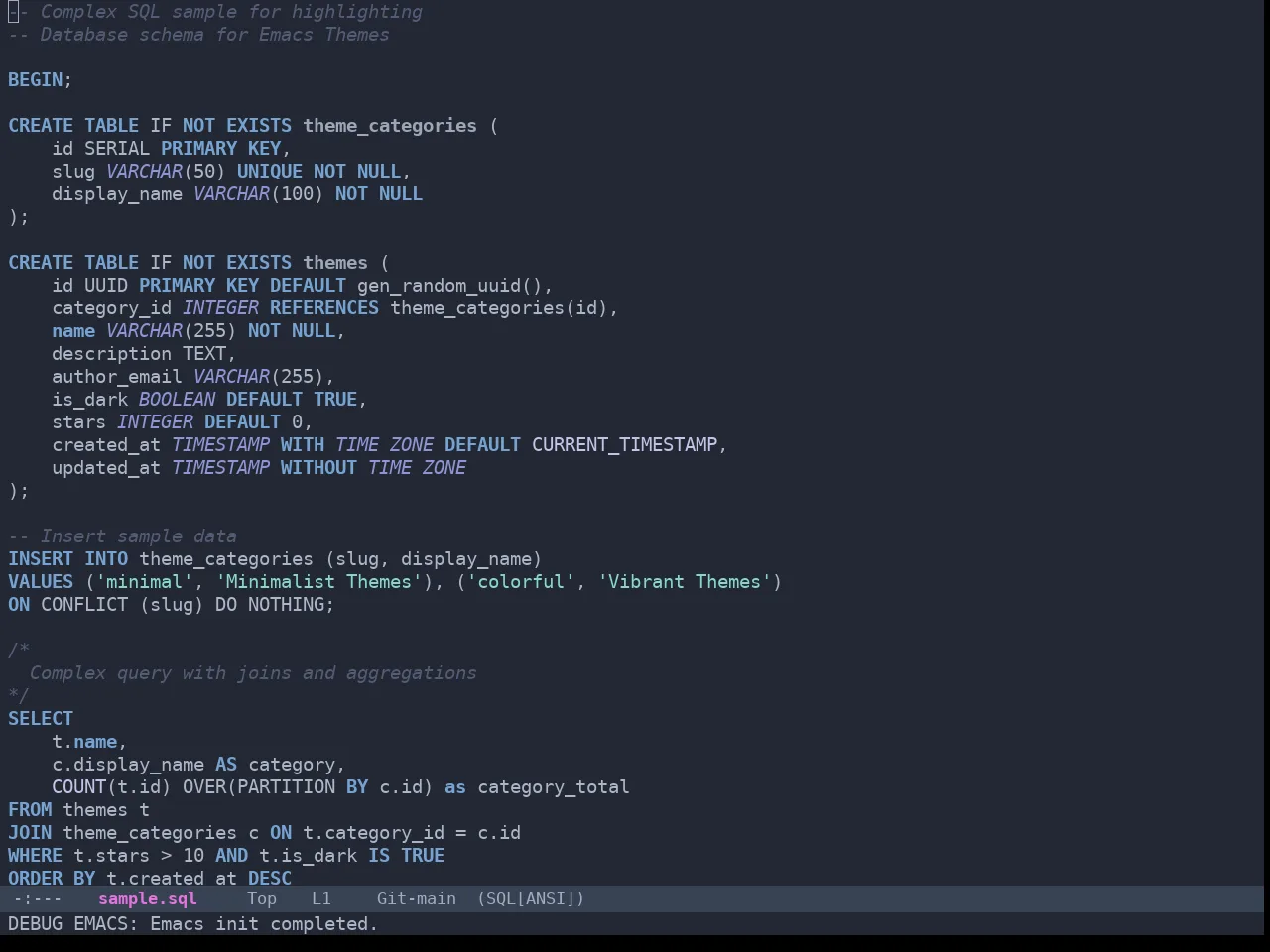 Omtose Darker Theme in sql-mode