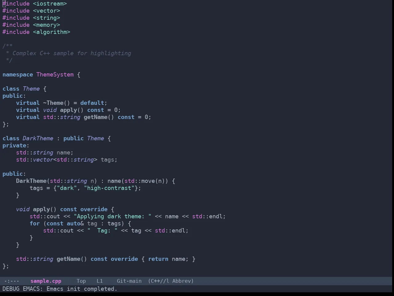 Omtose Phellack Theme in c++-mode