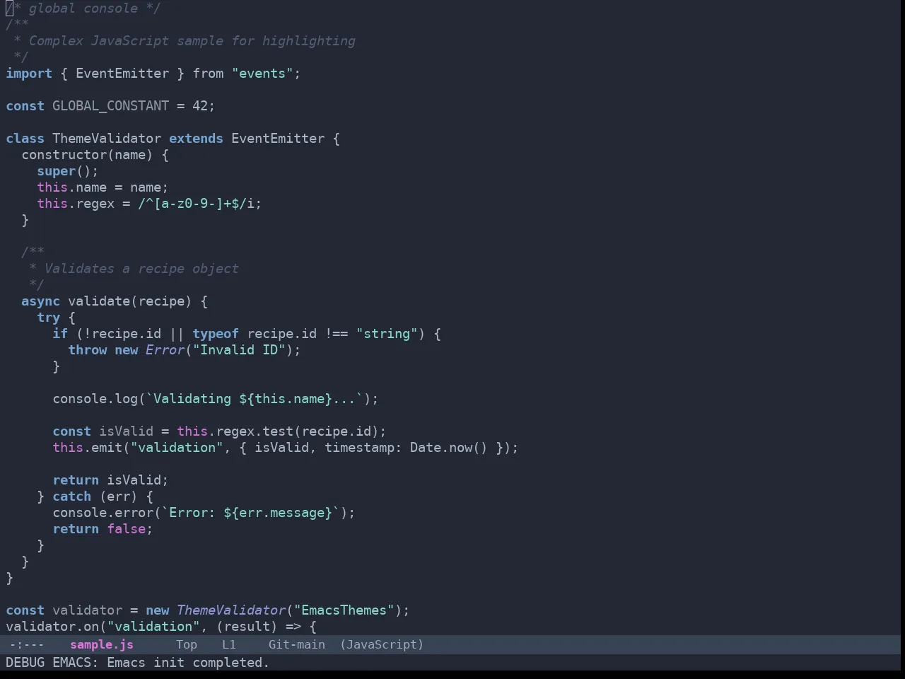 Omtose Phellack Theme in javascript-mode