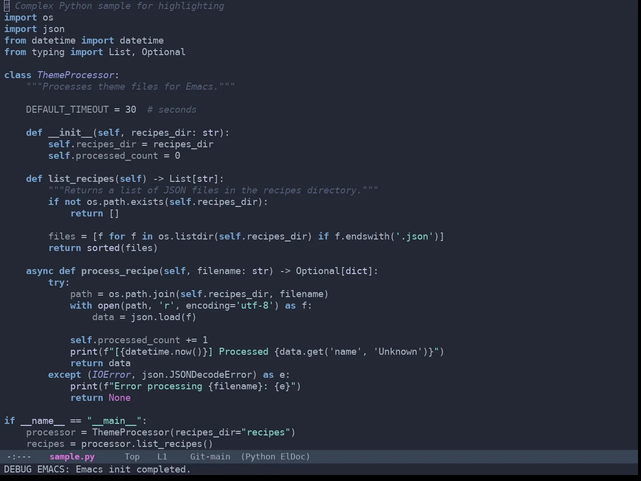 Omtose Phellack Theme in python-mode