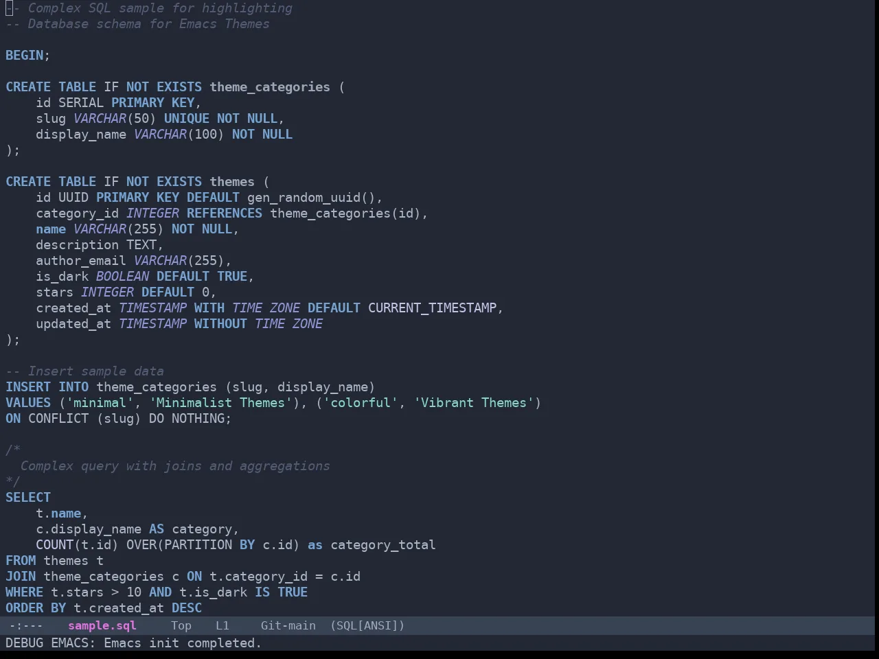 Omtose Phellack Theme in sql-mode