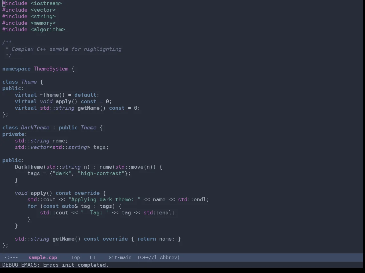 Omtose Softer Theme in c++-mode