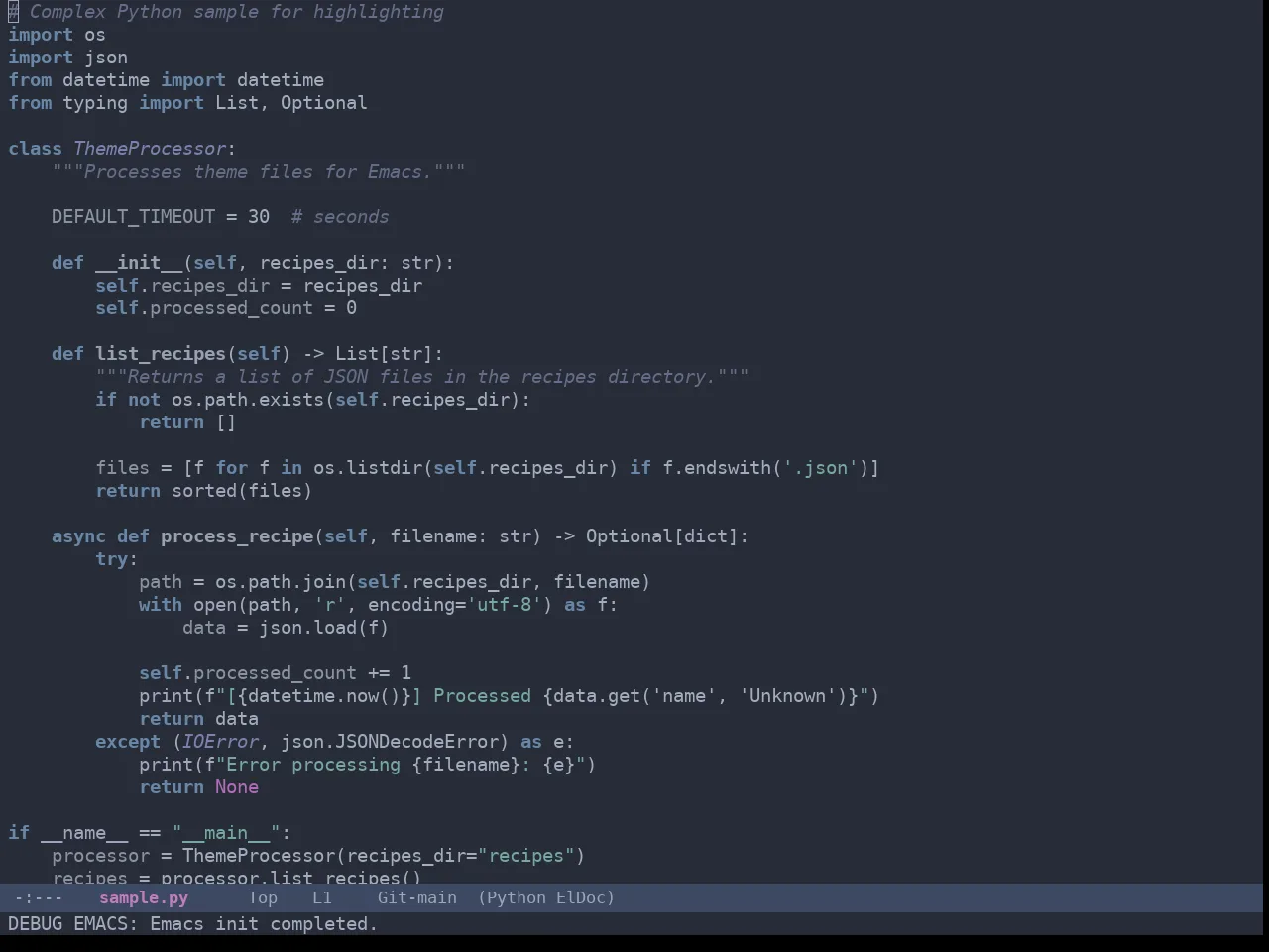 Omtose Softer Theme in python-mode