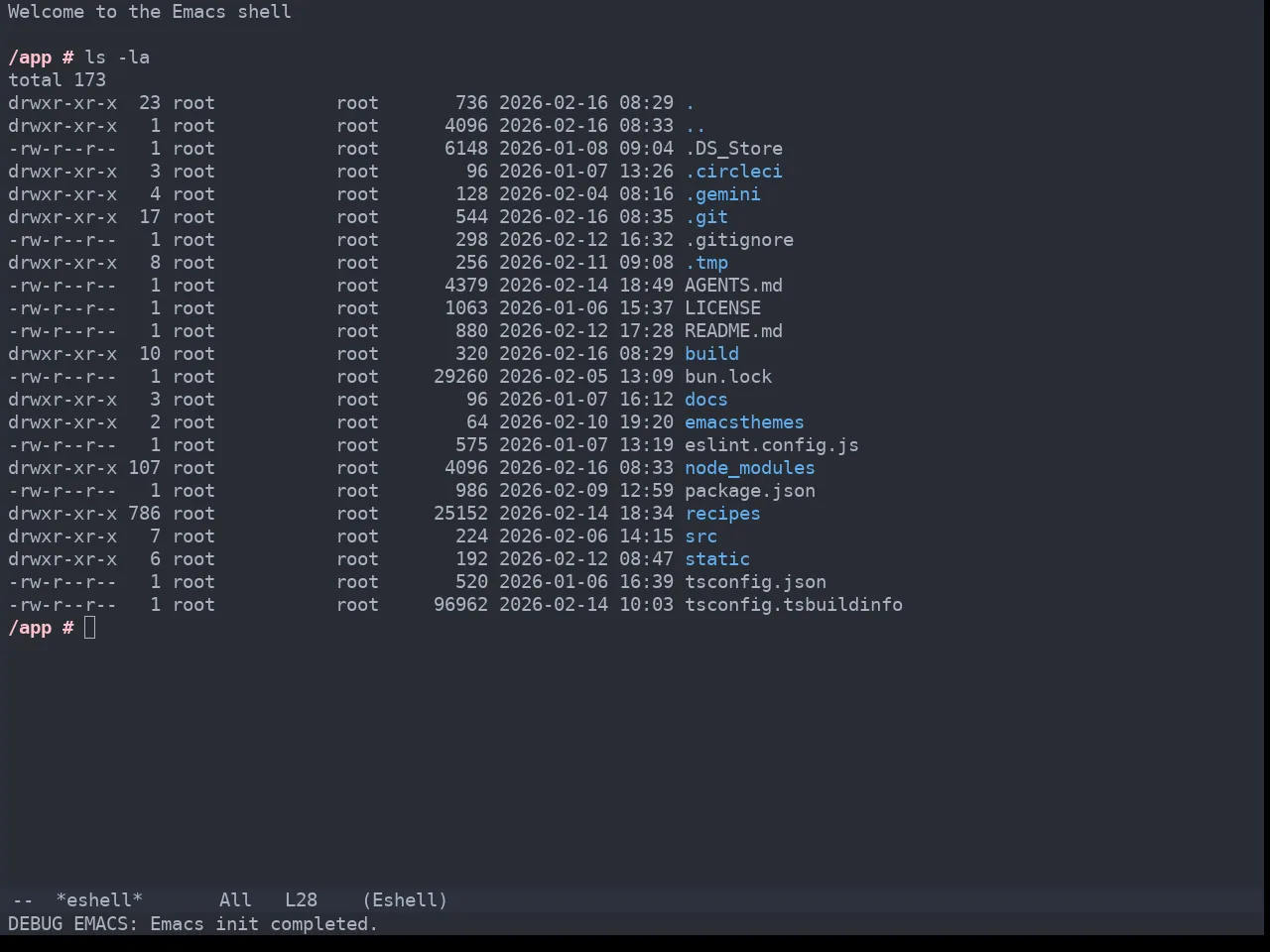One Dark Theme in eshell