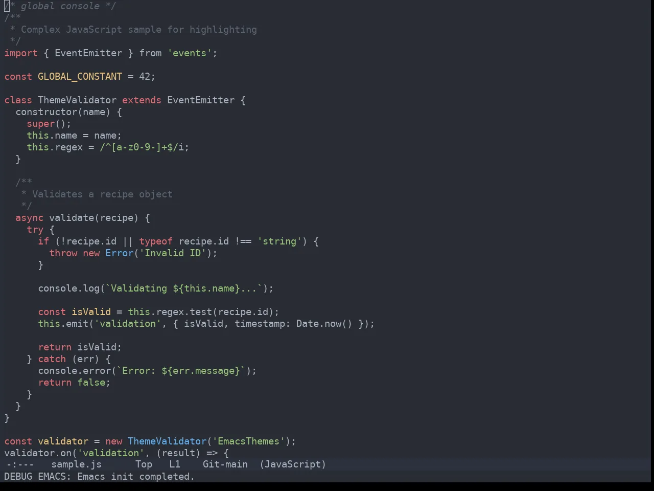 One Dark Theme in javascript-mode