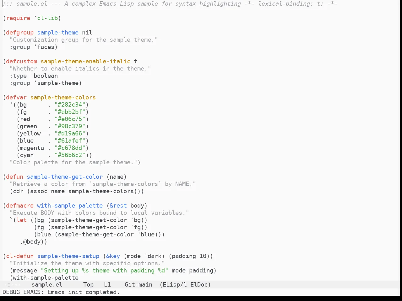 One Light Theme in emacs-lisp-mode