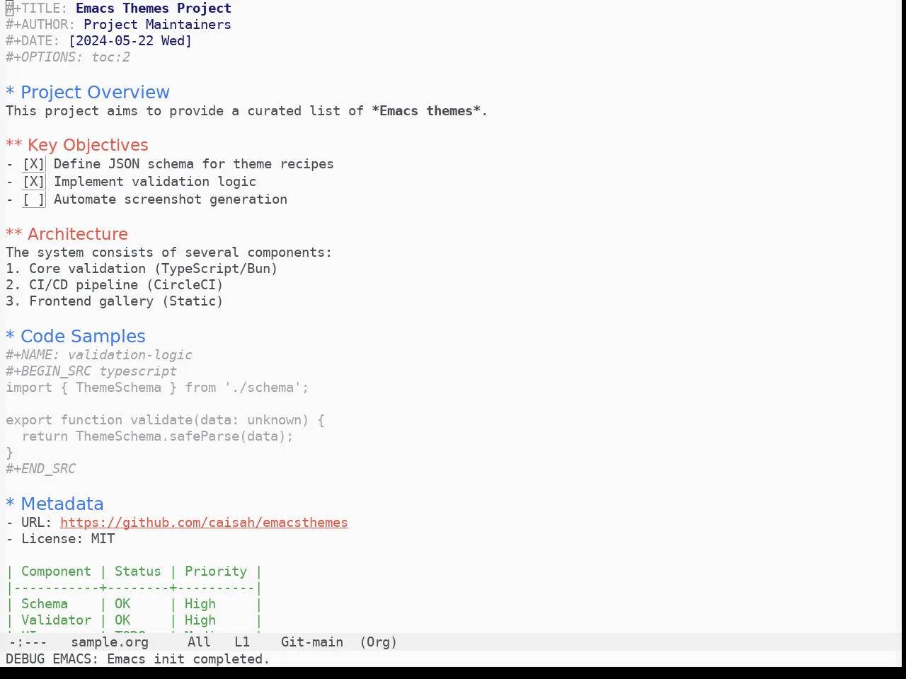 One Light Theme in org-mode