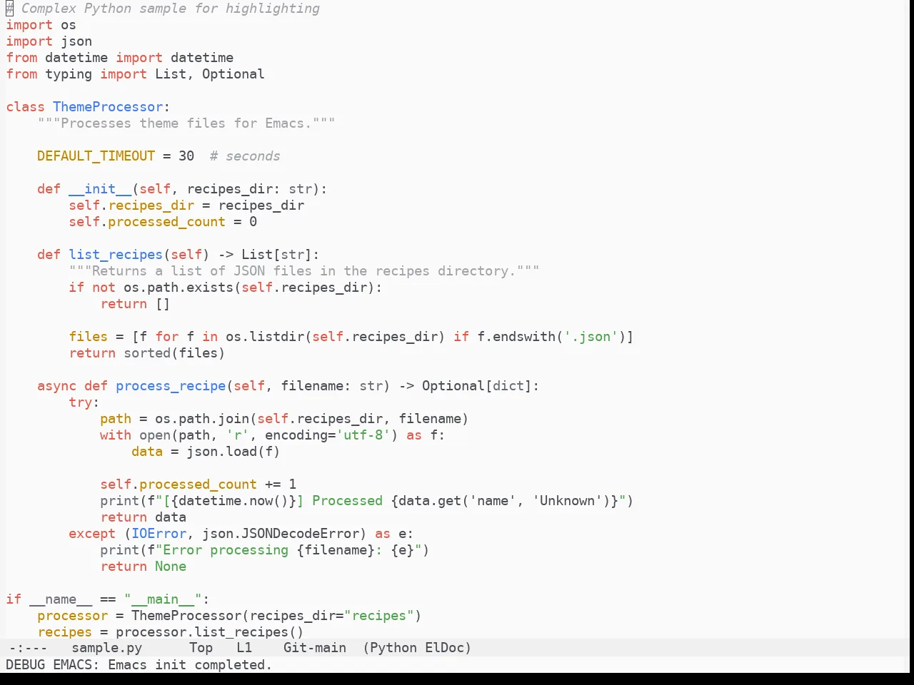 One Light Theme in python-mode