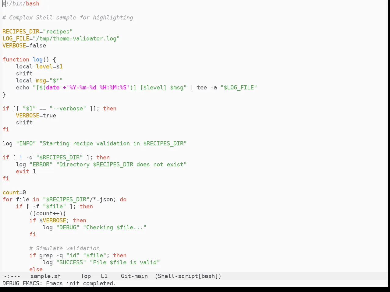 One Light Theme in sh-mode