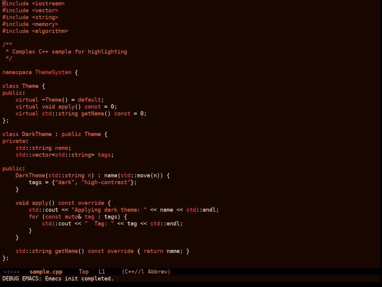 Orangey Bits Theme in c++-mode
