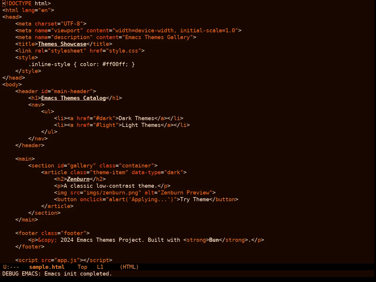Orangey Bits Theme in html-mode