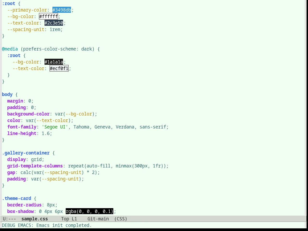Organic Green Theme in css-mode