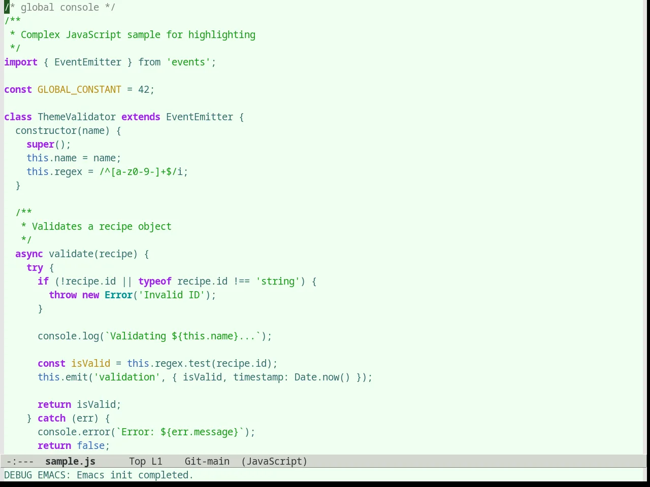Organic Green Theme in javascript-mode