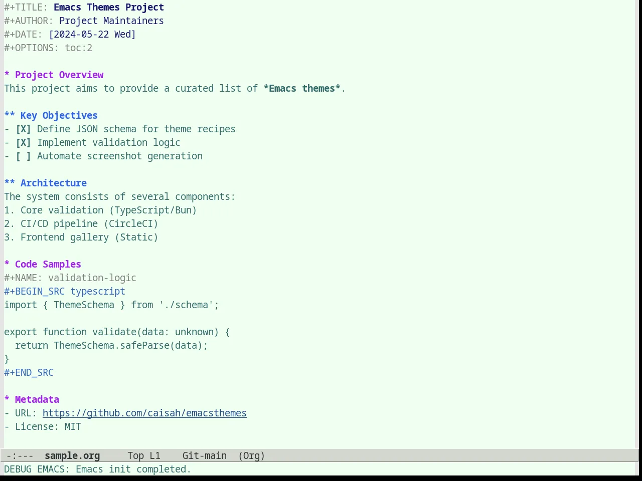 Organic Green Theme in org-mode