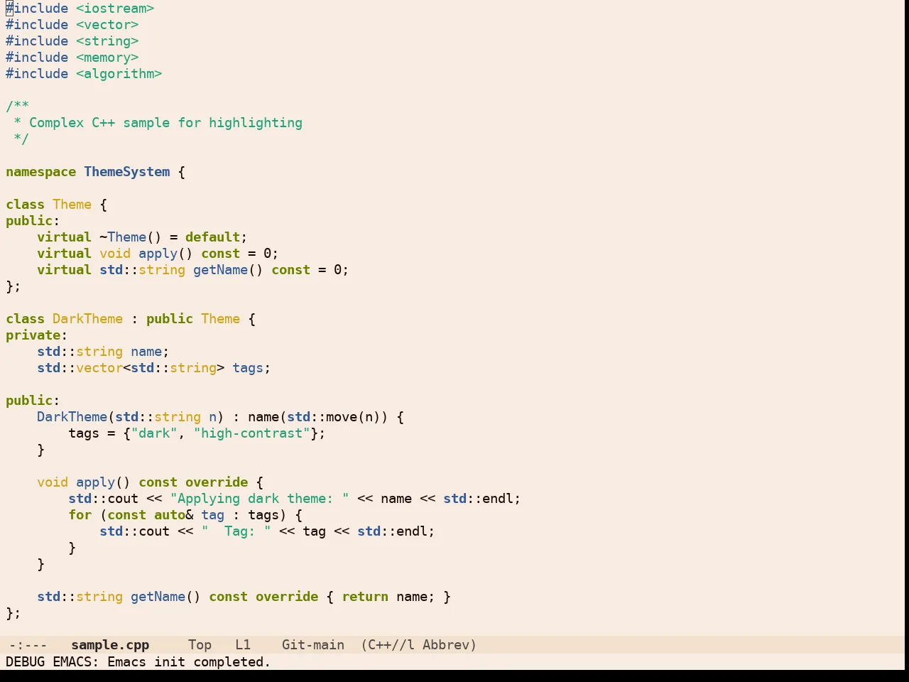 OS1 Theme in c++-mode