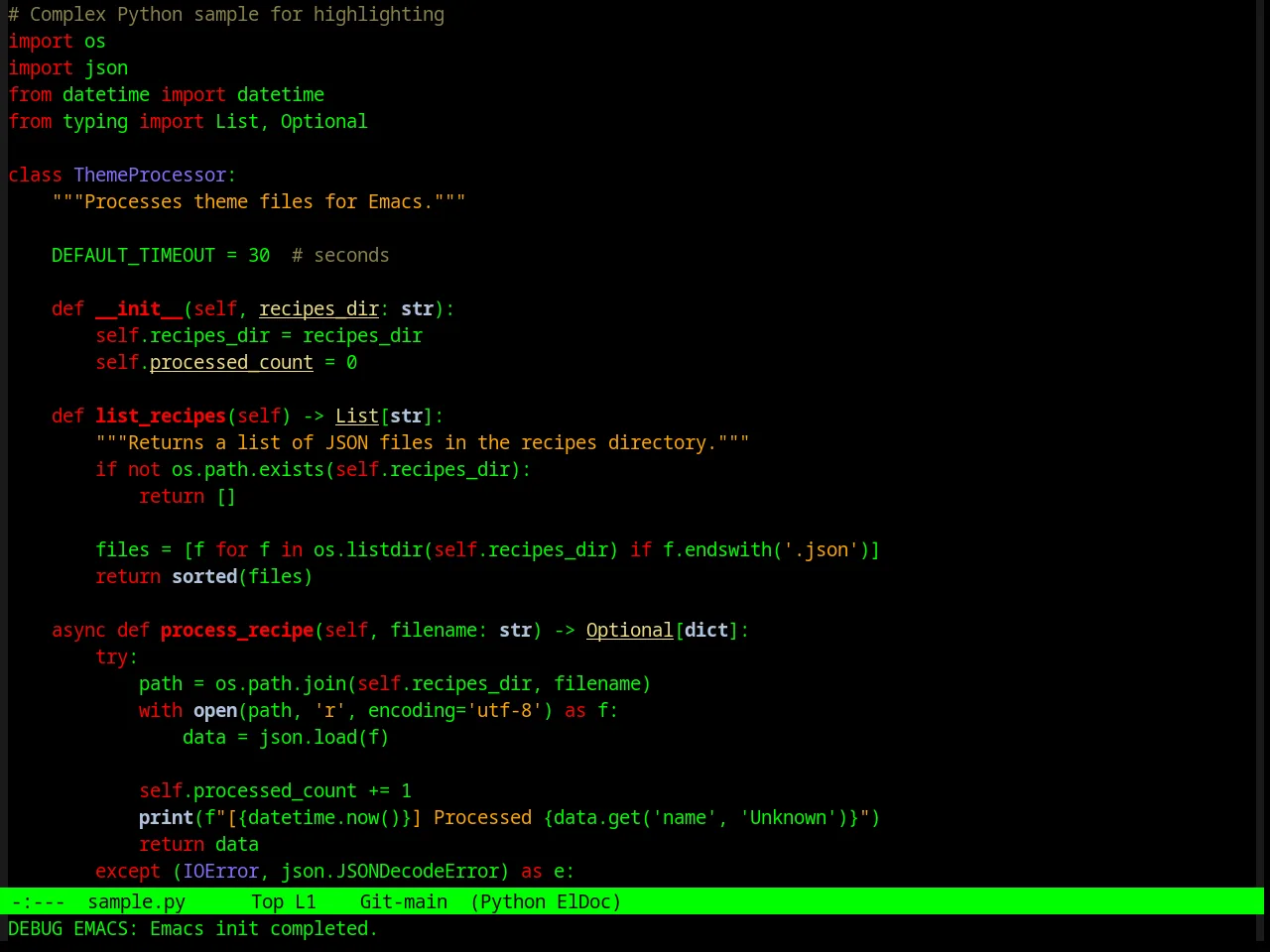 Oswald Theme in python-mode