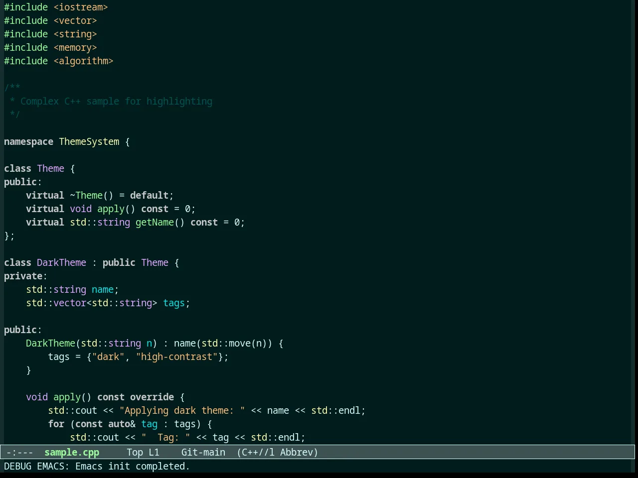 Overcast Theme in c++-mode