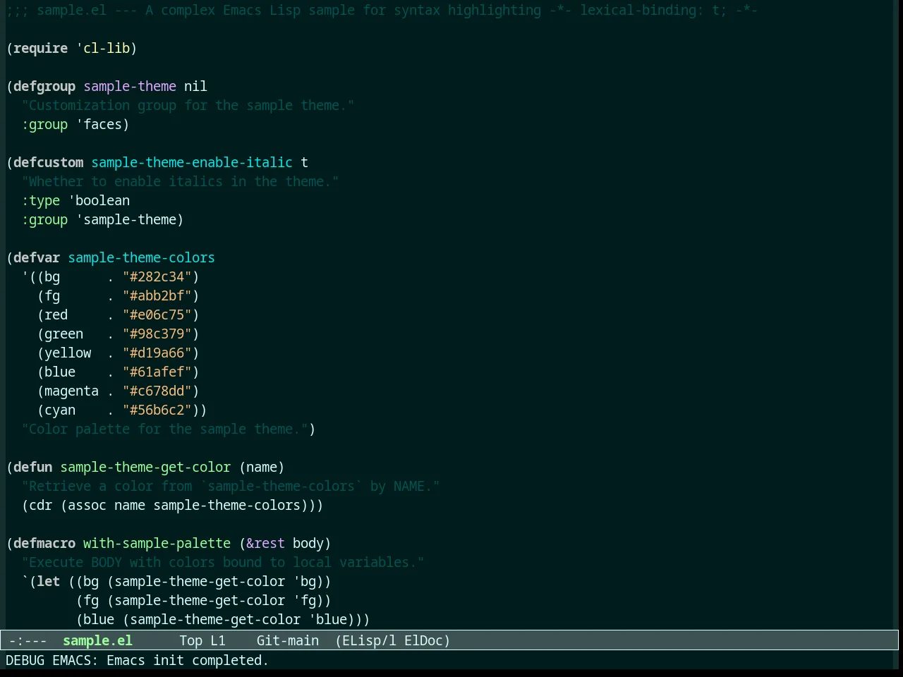 Overcast Theme in emacs-lisp-mode