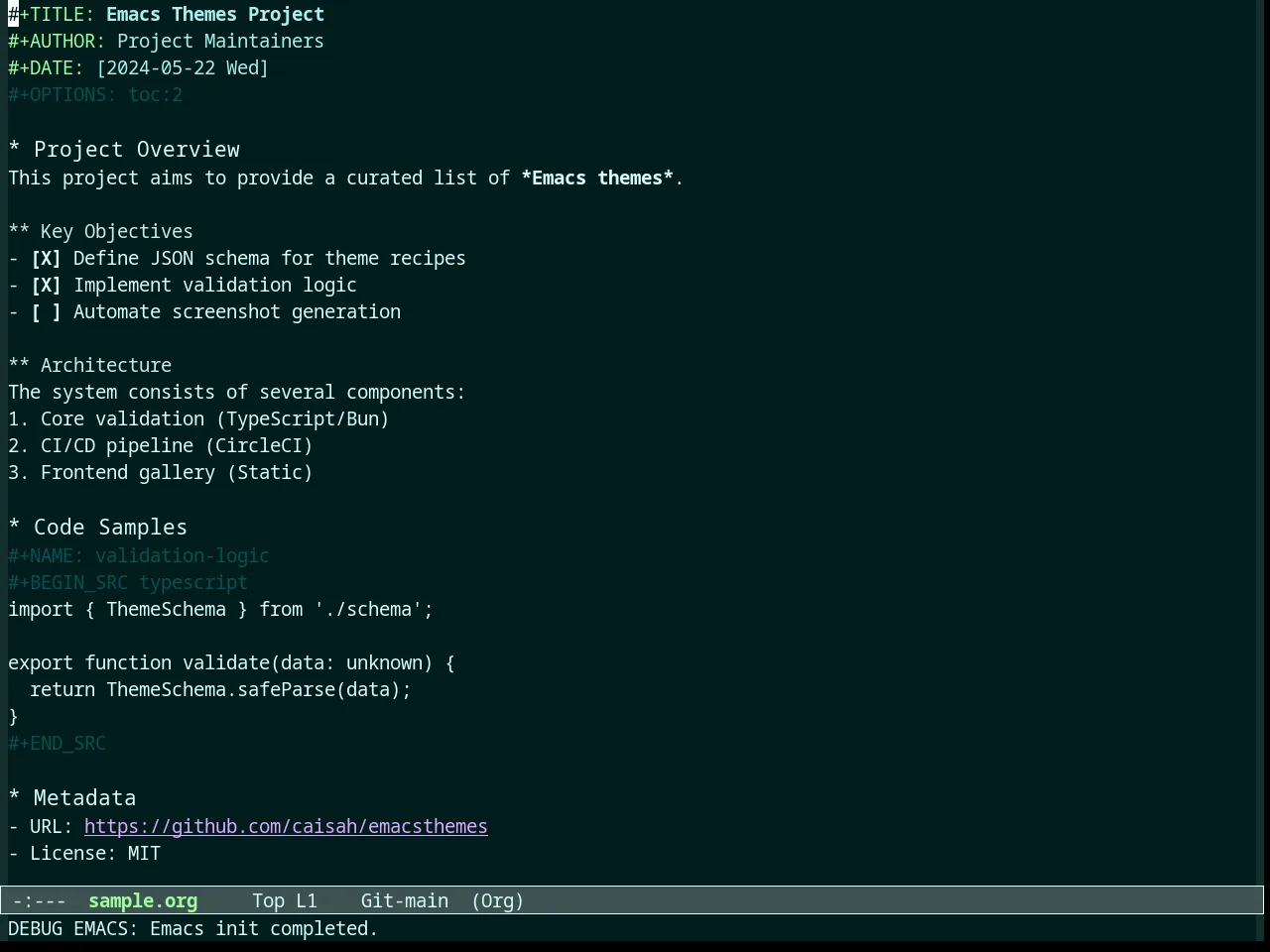 Overcast Theme in org-mode