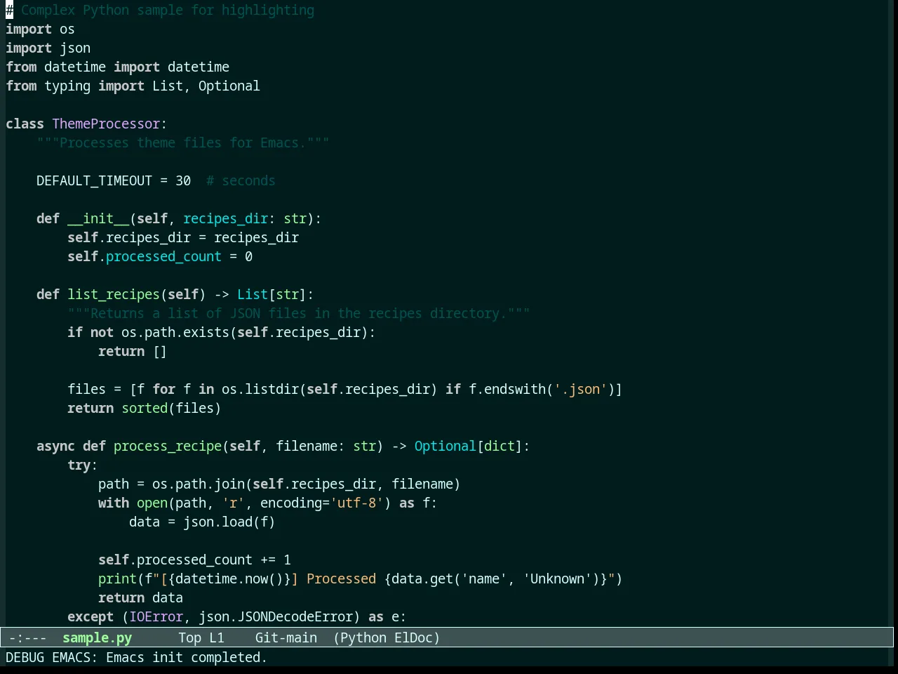 Overcast Theme in python-mode