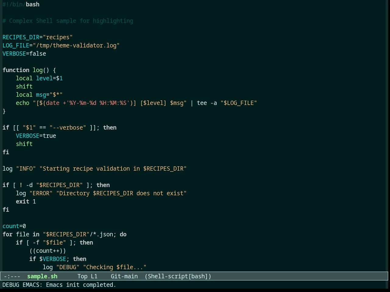 Overcast Theme in sh-mode