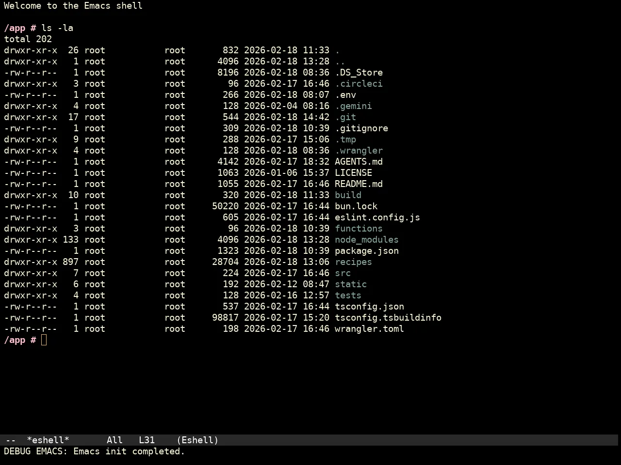 Pache Dark Theme in eshell
